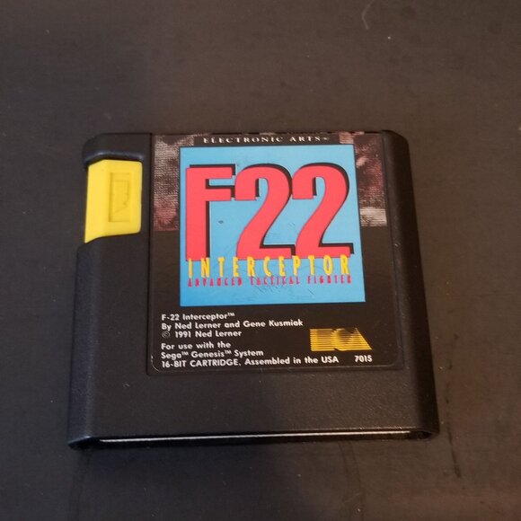 F-22 Interceptor Sega Genesis Game Cartridge By Electronic Arts - Picture 1 of 3